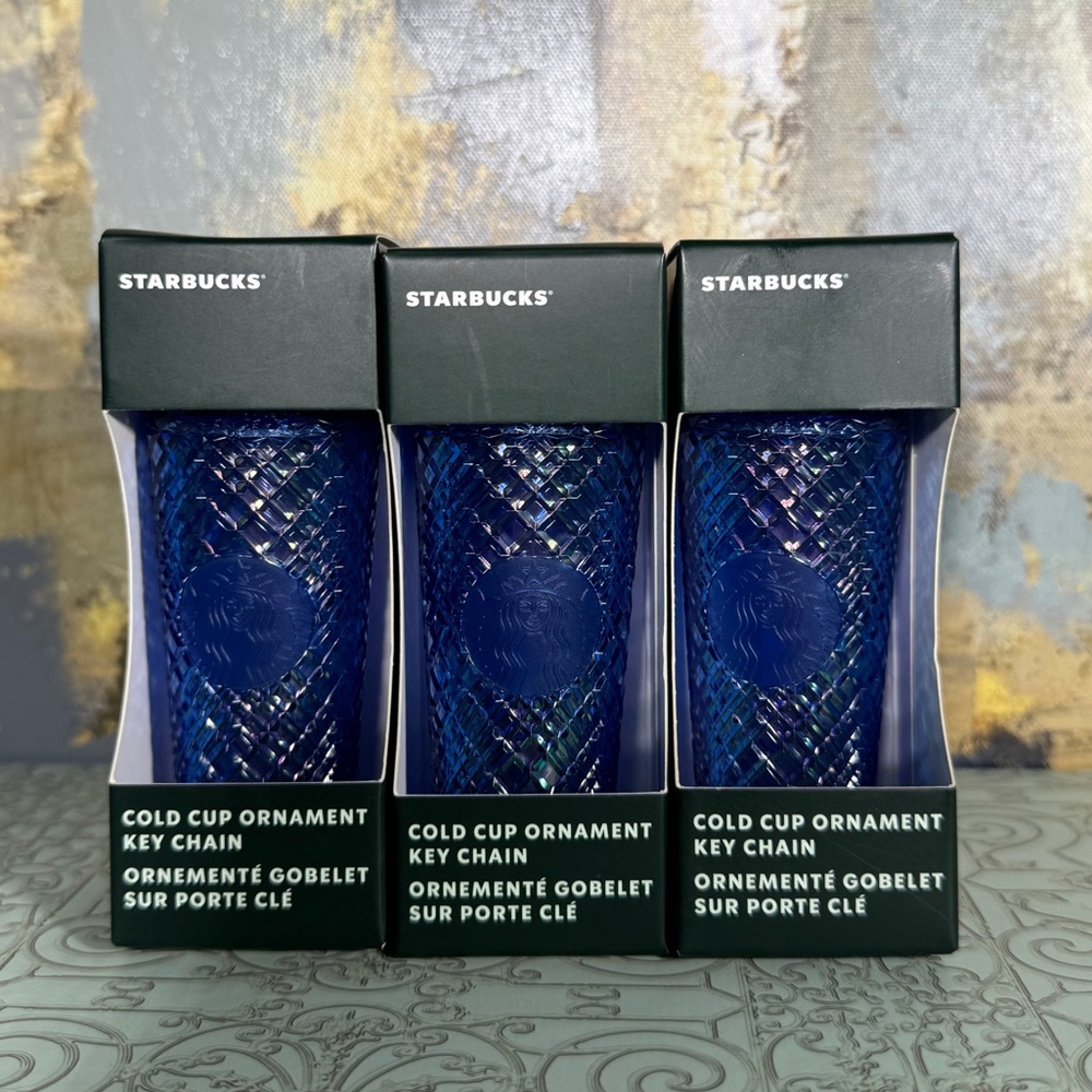 NWT x3 Starbucks Blue Jewel Keychain Bundle
